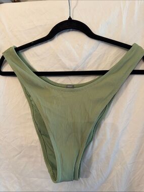 aerie Ribbed High-Cut cheeky bikini Bottom in Sage